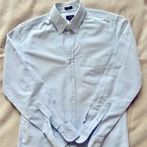 J. Crew Oxford button-down collar shirt in sky blue stripe, size S slim